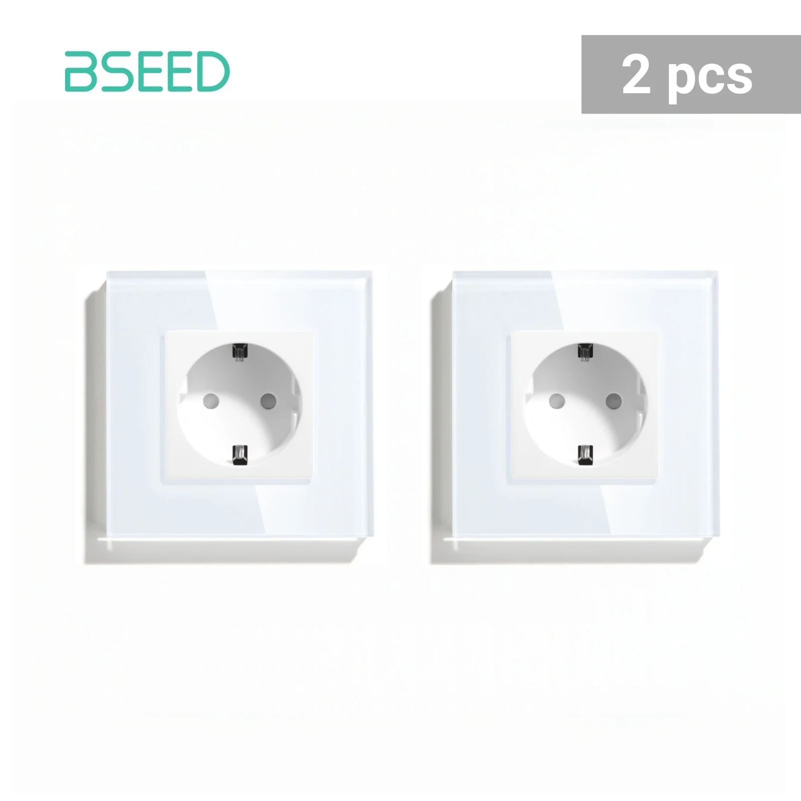 BSEED Single Socket EU Standard 86mm Wall Socket Phone Charge USB C Socket 16A Glass Frame 110V - 240V Electrical Outlet Type-c Wall Mounted White