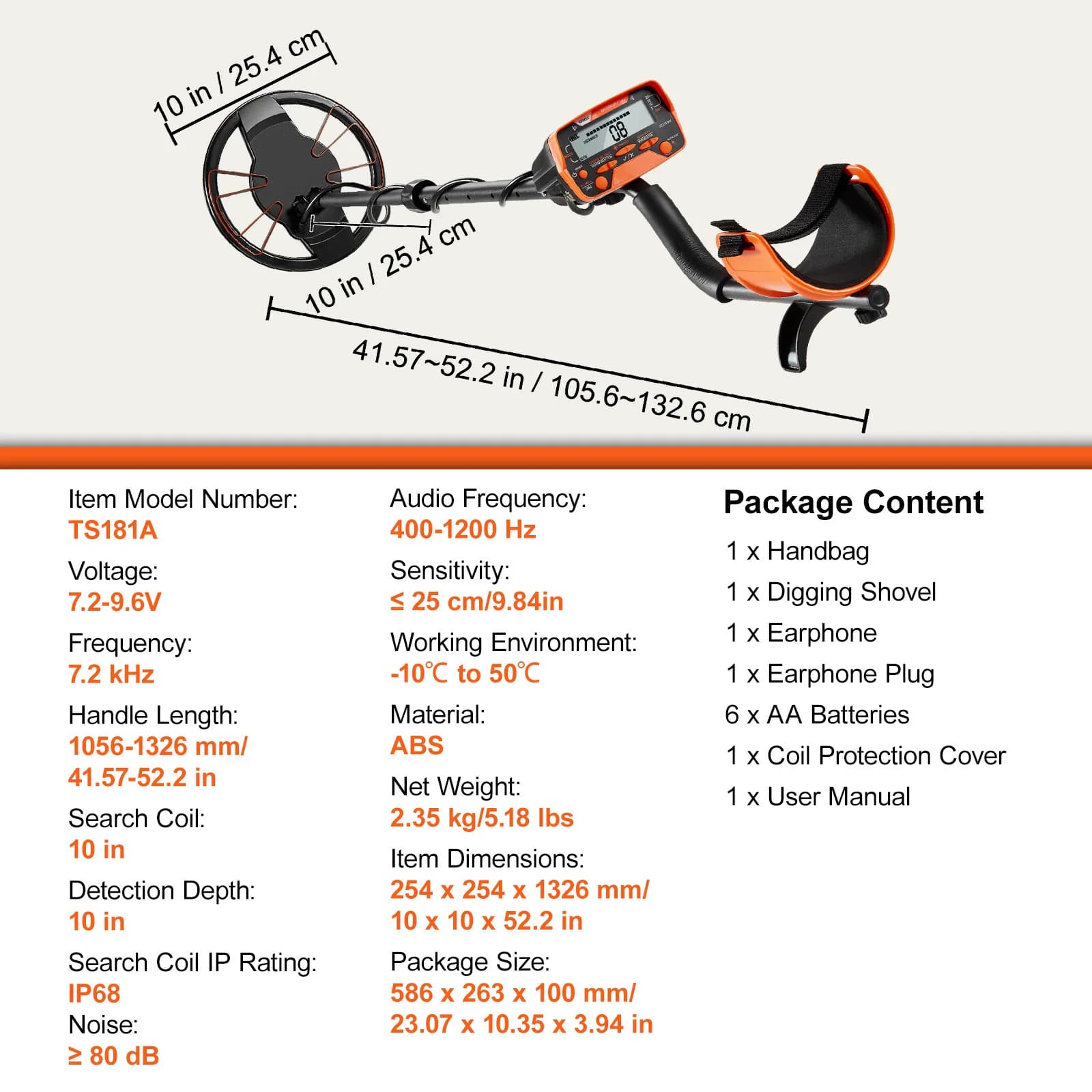 SucceBuy Metal Detector for Adults & Kids 10Inch Waterproof Search Coil + LCD Display 7 Modes Adjustable 41''-52'' Aluminum Stem