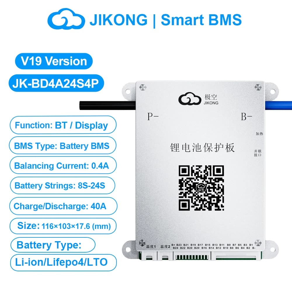 JIKONG Smart BMS 4S 8S 12S 13S 14S 16S 17S 20S 24S Active Balance BMS 40A 60A 80A 100A 150A 200A 300A Lifepo4 Li-Ion Lto JK BMS