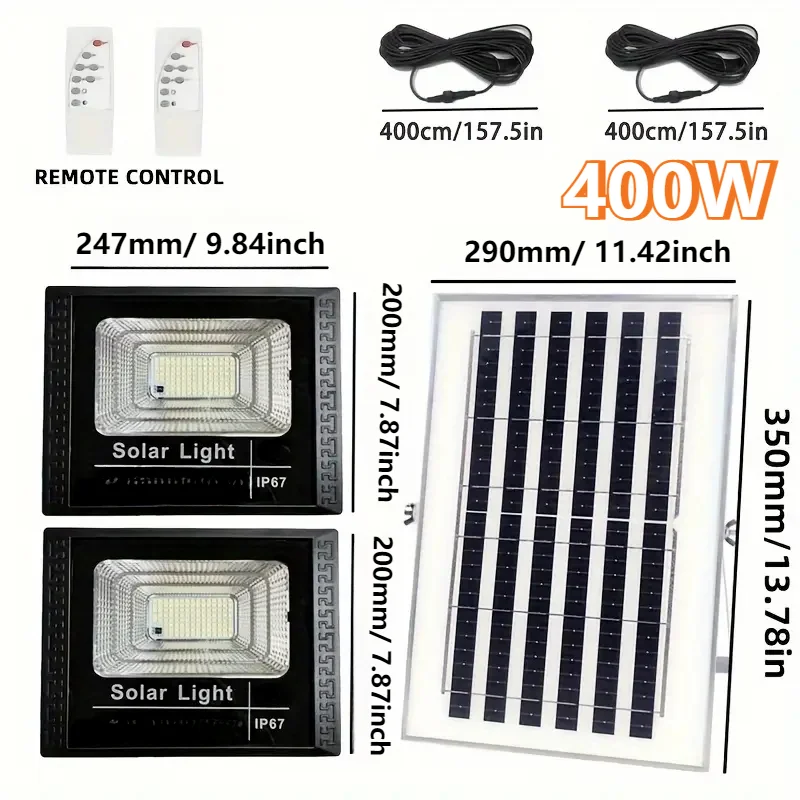 Solar Flood Lights Outdoor Solar Lights with Dual LED Head Split Type Street Lights Dusk to Dawn Outdoor Lighting for Yard Shed