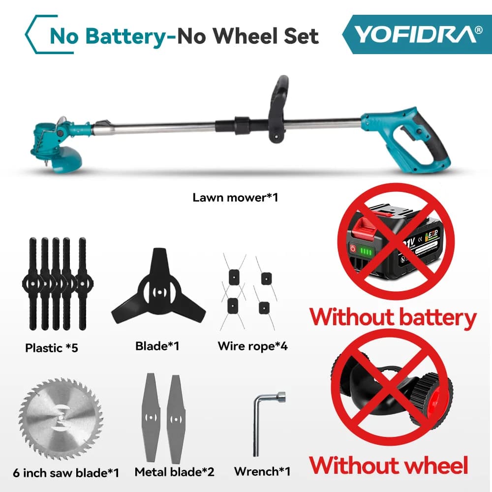 6 Inch 12000RPM Electric Lawn Mower 100-135cm Foldable Trimmer Pruning Cutting Garden Power Tool for Makita Battery Pin