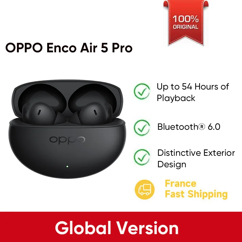 OPPO Enco Air 5 Pro TWS Wireless Bluetooth 6.0 Earphone LHDC5.0 55dB Active Noise Canceling 54h Battery Life