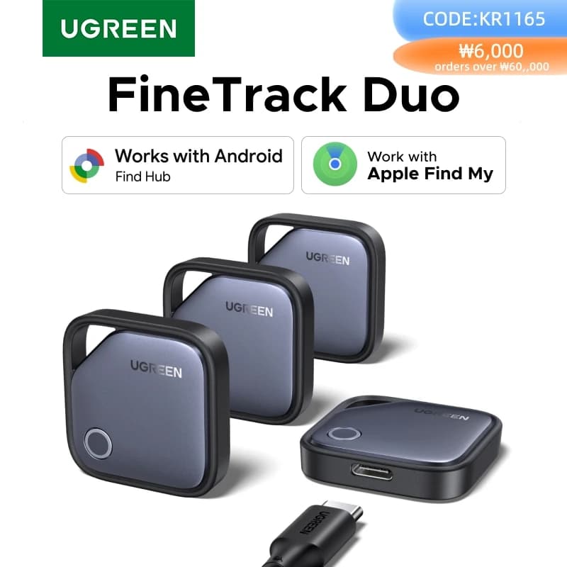 UGREEN【Dual System Compatibility】Smart Finder For Apple Find My (iOS) & Find Hub App (Android) Bluetooth Tracker Card