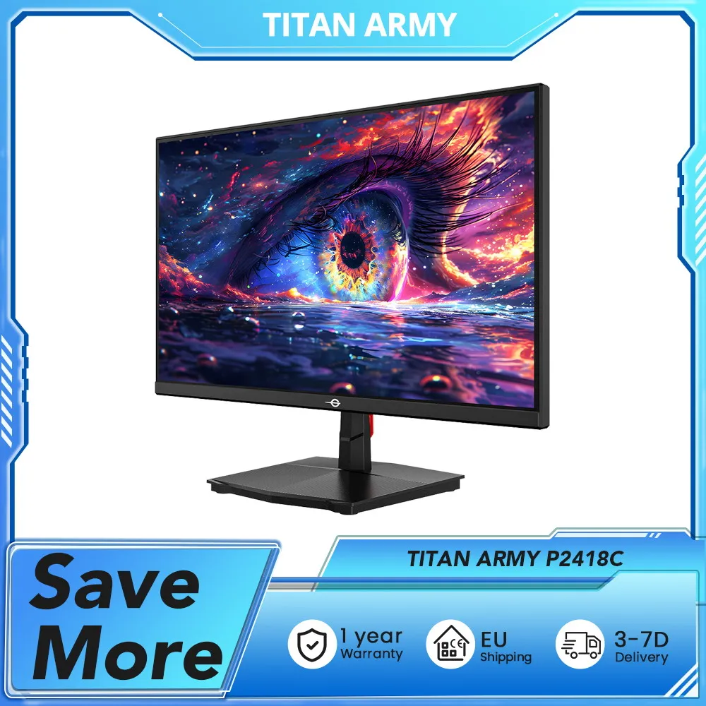 TITAN ARMY P2418C Office Monitor, 23.8 inch 1920*1080 16:9 CSOT IPS Screen, 144Hz, HDR400, 6 Scenario Modes, Supports VESA Mount