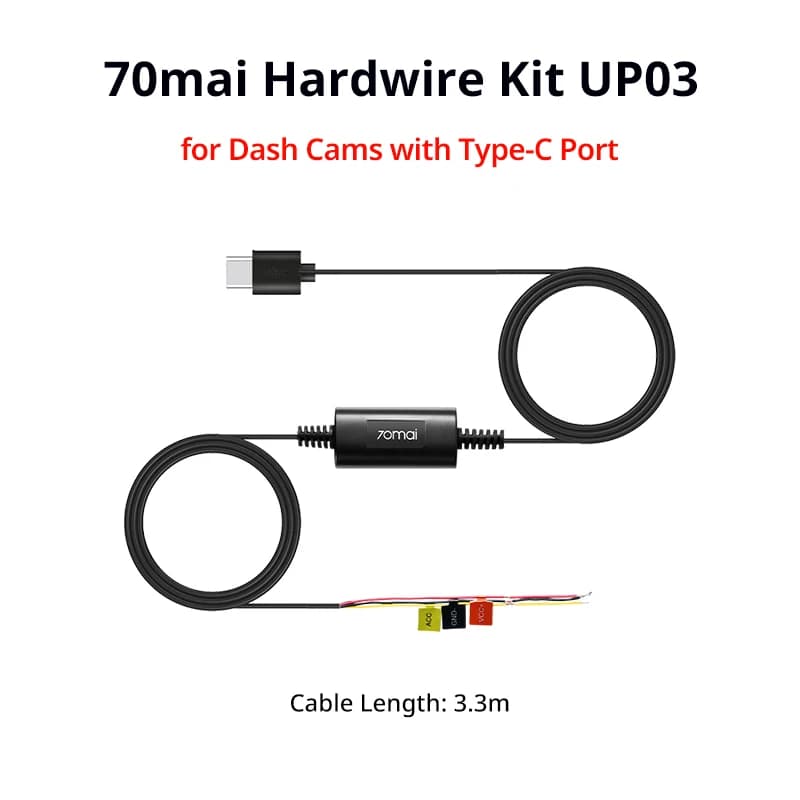 70mai Adjustable Hardwire Kit UP06, 70mai Hardwire Kit UP03, Type-C Interface 24H Parking Surveillance 70mai UP03 70mai UP06