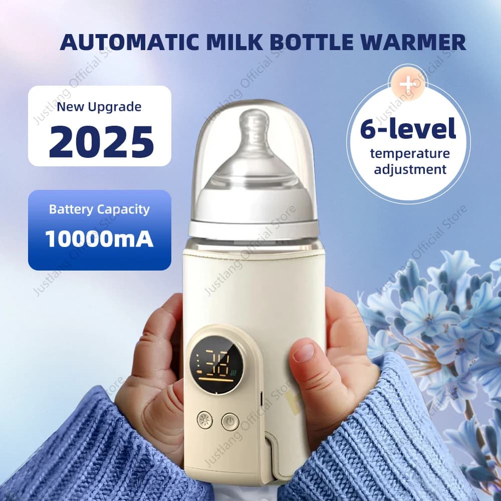 JUSTLANG 10000mAh Baby Bottle Warmer 5 Heat Level Multifunction Breast Milk Warmer Accurate Temperature Control Baby Bottle Heat