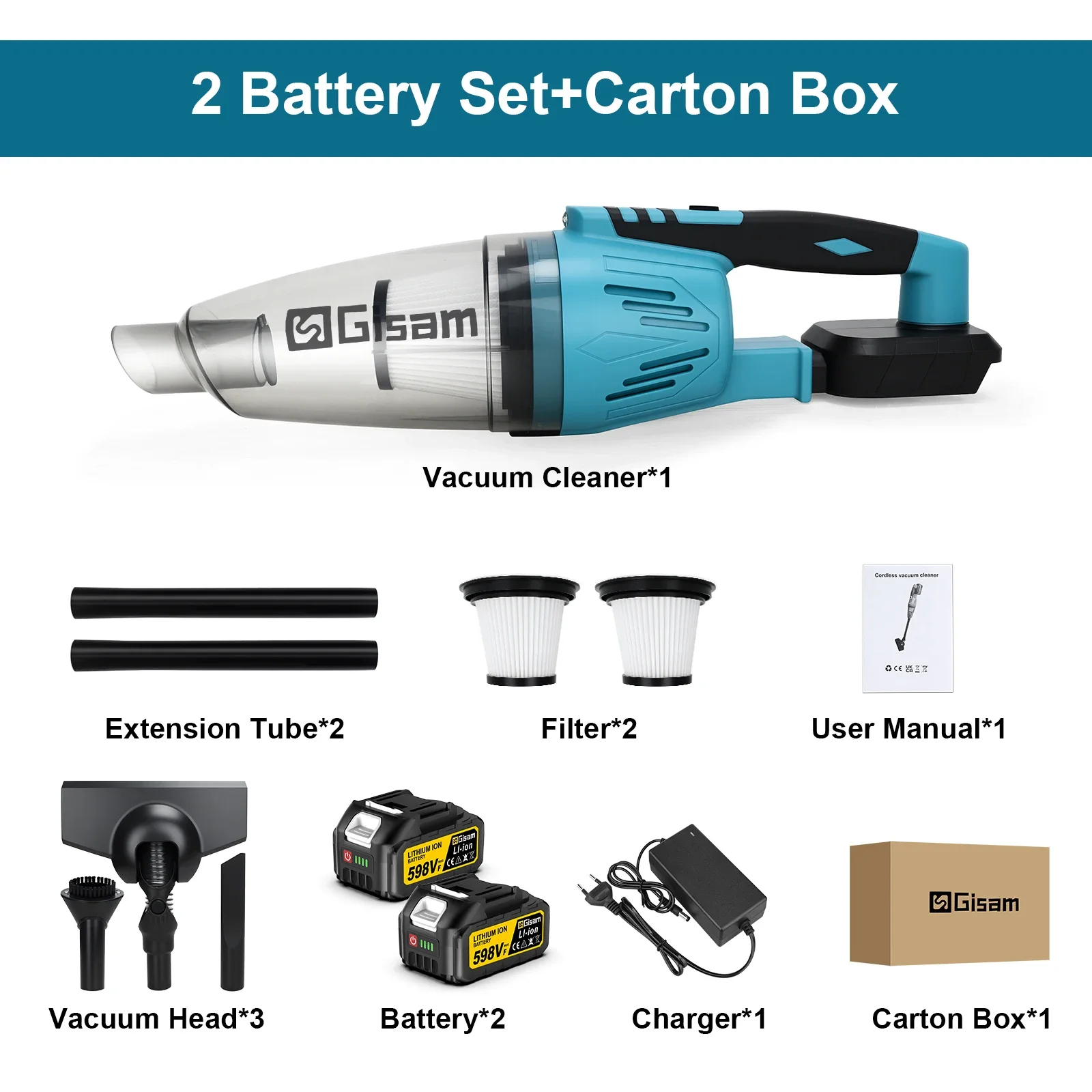Gisam Electric Handheld Wireless Vacuum Cleaner Cordless Vacuum Home Car Dual Use Portable Power Tool For Makita 18v Battery Pin