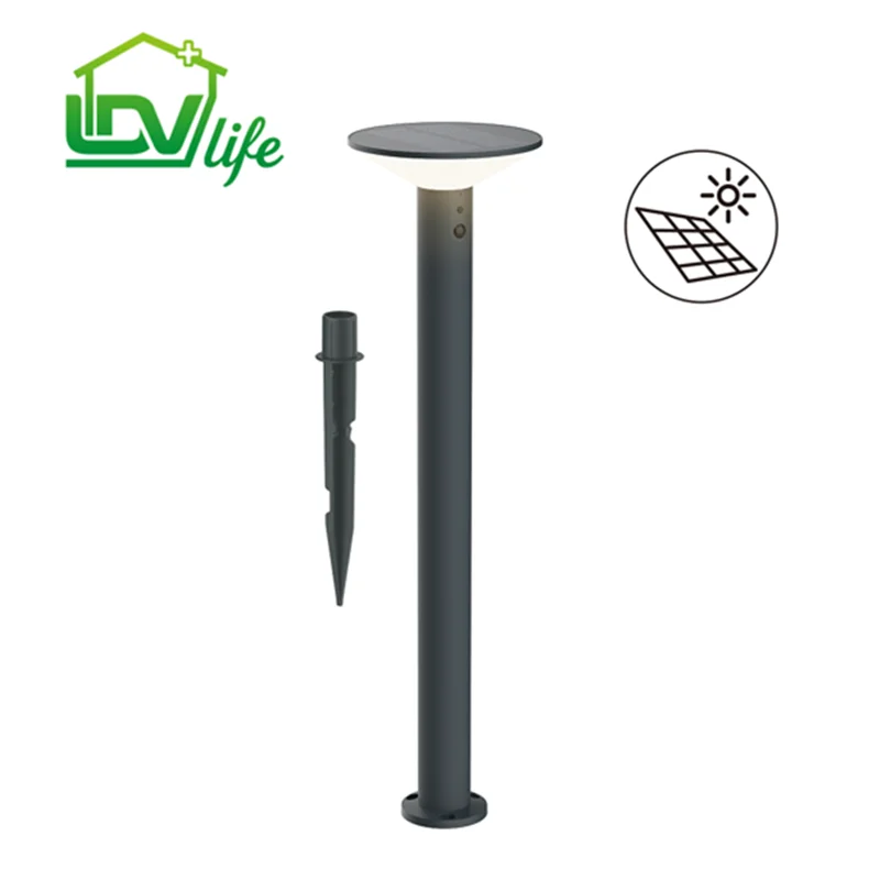 Solar pathway light with motion detector, garden light outdoor lamp with built-in 2000mAh battery, 300lm, IP44, 3000K warm white, solar light for outdoor areas/terraces/balconies, anthracite