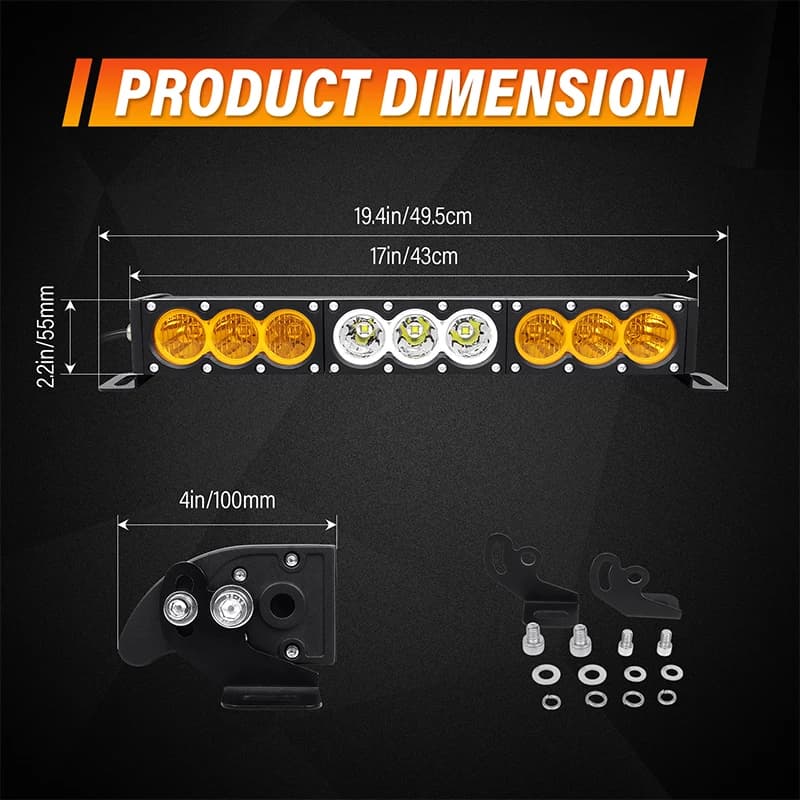 Auxtings 7/12/17/22/28/33/38/44/49/54 inch Led Work Light Bar led bar 4x4 Truck ATV Car Offroad Driving Light Bar White Amber