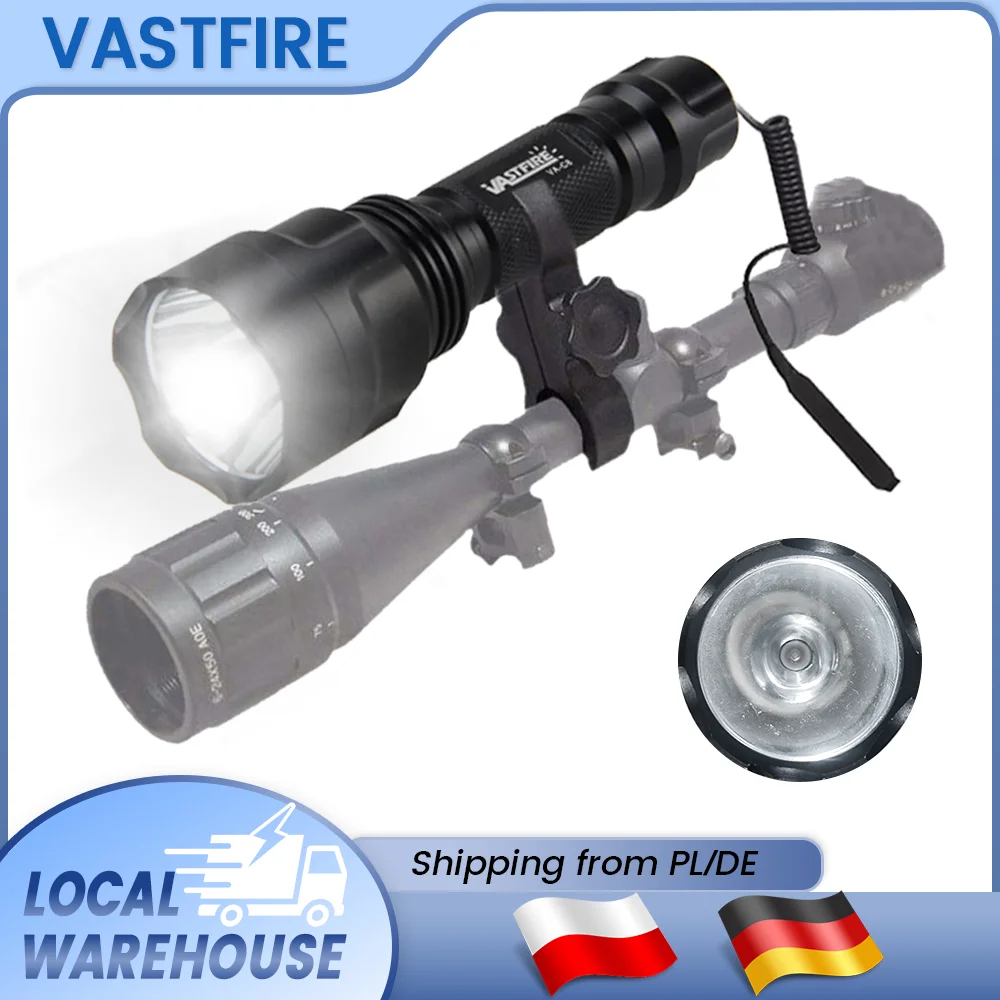 EU Warehouse Waterproof Long Distance Tactical LED Flashlight, High Bright Rechargeable Hunting Torch 400-800M Beam Range, Supplied with 18650 Battery and Charger for Camping Hiking Car Breakdown & Household Power Outage Emergency