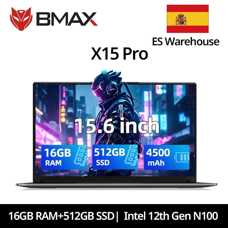 Bmax X15 Pro 15.6 Inch 16Gb Ram 512Gb Ssd Intel 12th Gen N100 Processor Windows 11 Notebook 1920*1080 HDMI Wifi USB Pc Laptop