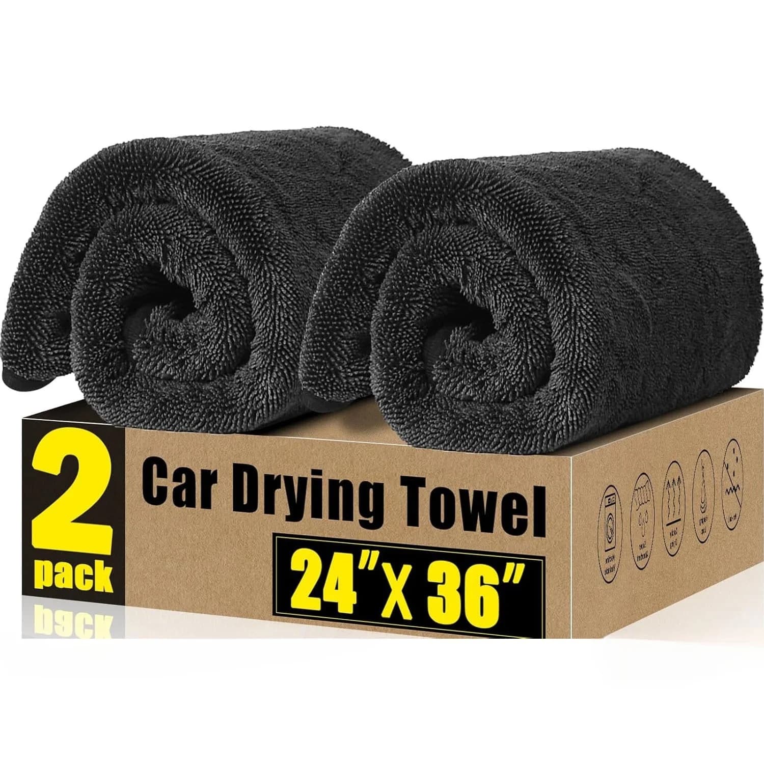 1 2 Pack Microfiber Towels for Car Drying For Extra Soft Absorbent Scratch Free Wash Cloth Auto Detailing Buffing Chamois Rapid Dry