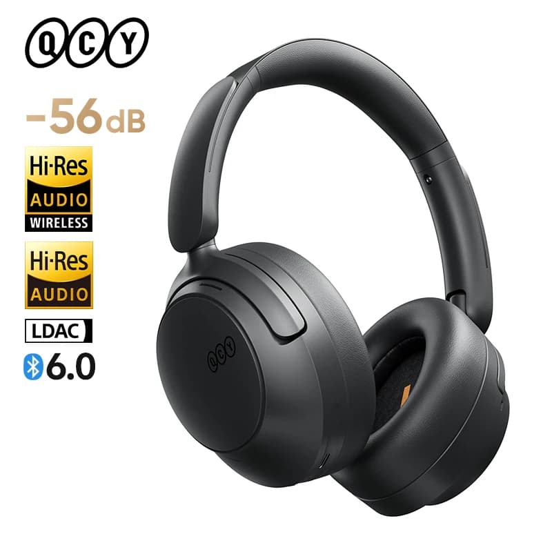 QCY H3S ANC Over Ear Headphones -56dB Noise Cancelling Headsets Bluetooth 6.0 Hi-Res LDAC Spatial Sound Earphones Dual Driver