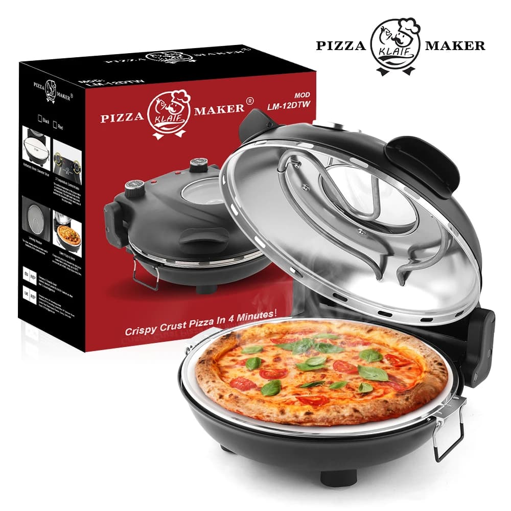 Klaif Electric Pizza Maker, 420℃, 1200 Watt, 5 Separate Temperature Levels, Flame Resistant Stone Plate 1200W 32cm