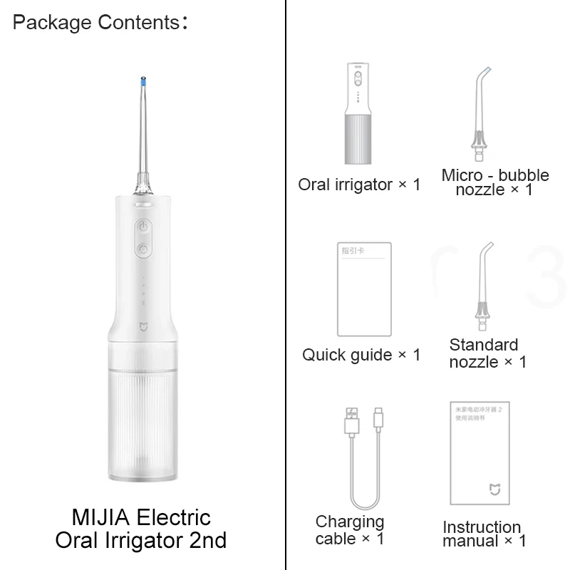 MIJIA Electric Oral Irrigator Upgraded Version – Ultrasonic, 90-Day Gentle Use, Water Flosser Dental, 3 Modes, 200mL Tank