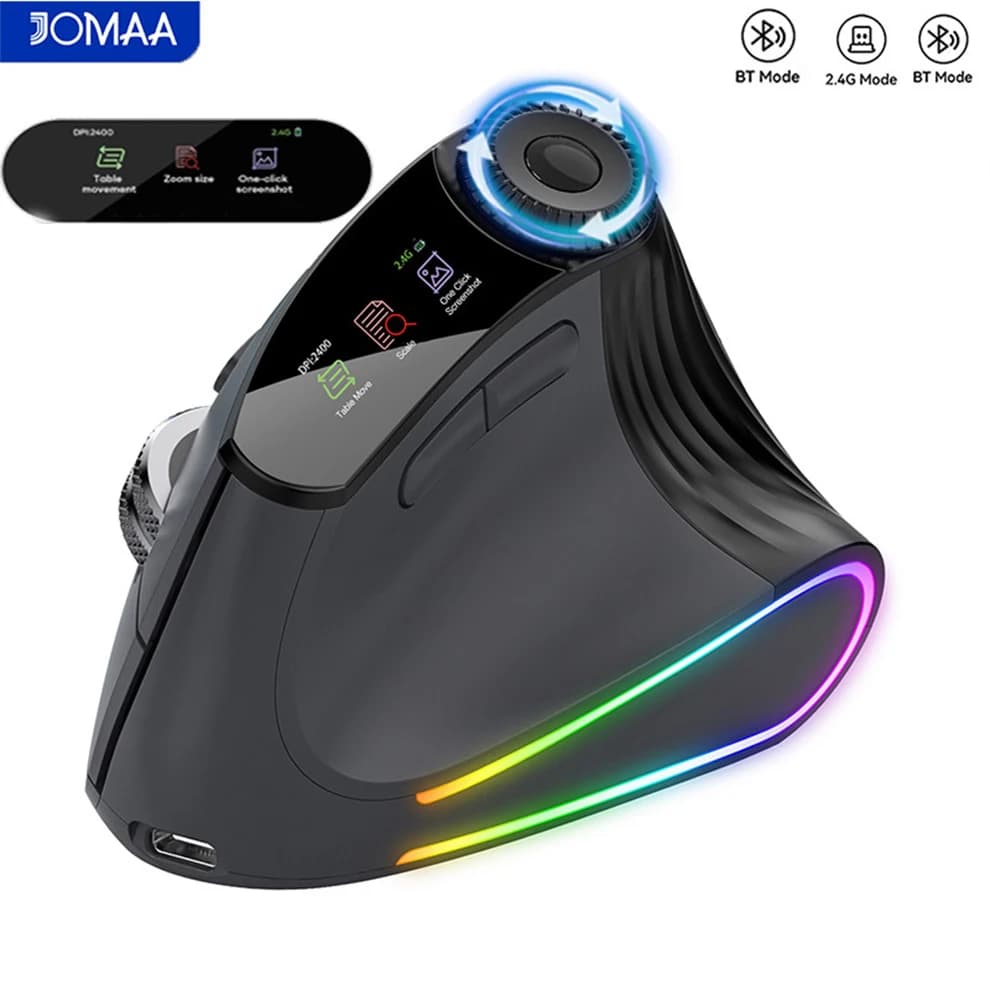Ergonomic Backlit Wireless Mouse with Smart Flying Scroll Function Adjustment Knob Bluetooth 2.4G Rechargeable Gaming Mouse