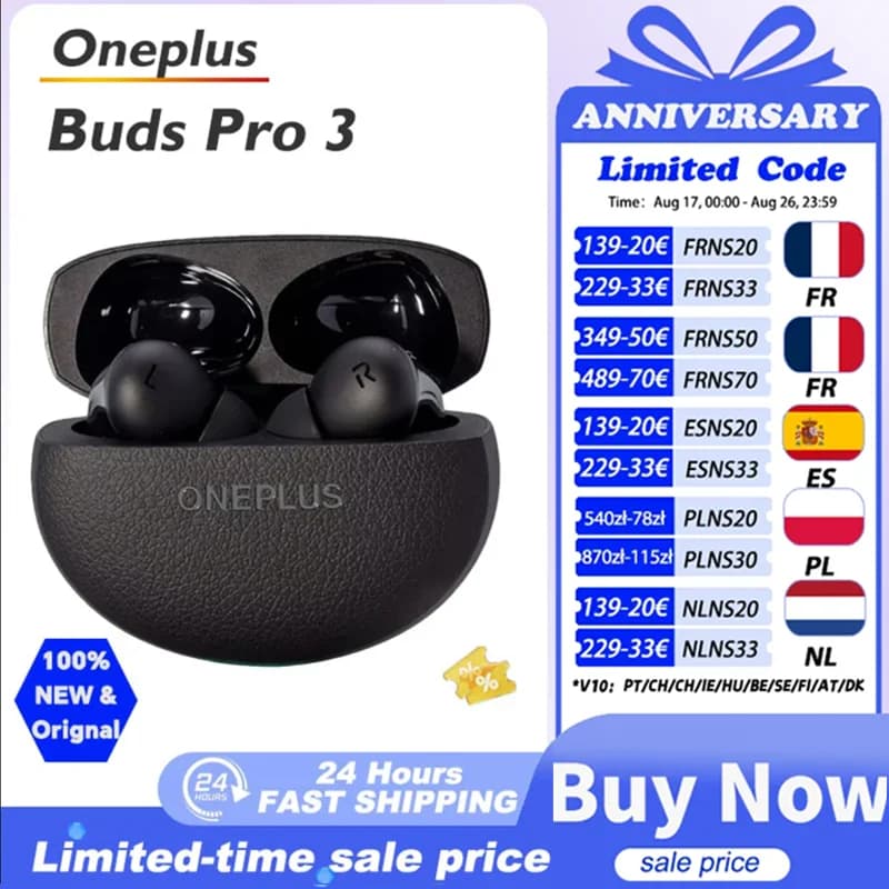 Global Version OnePlus Buds Pro 3 Earphone Up to 50dB Noise Canceling Spatial Audio with Head Tracking Hi-Resolution Audio