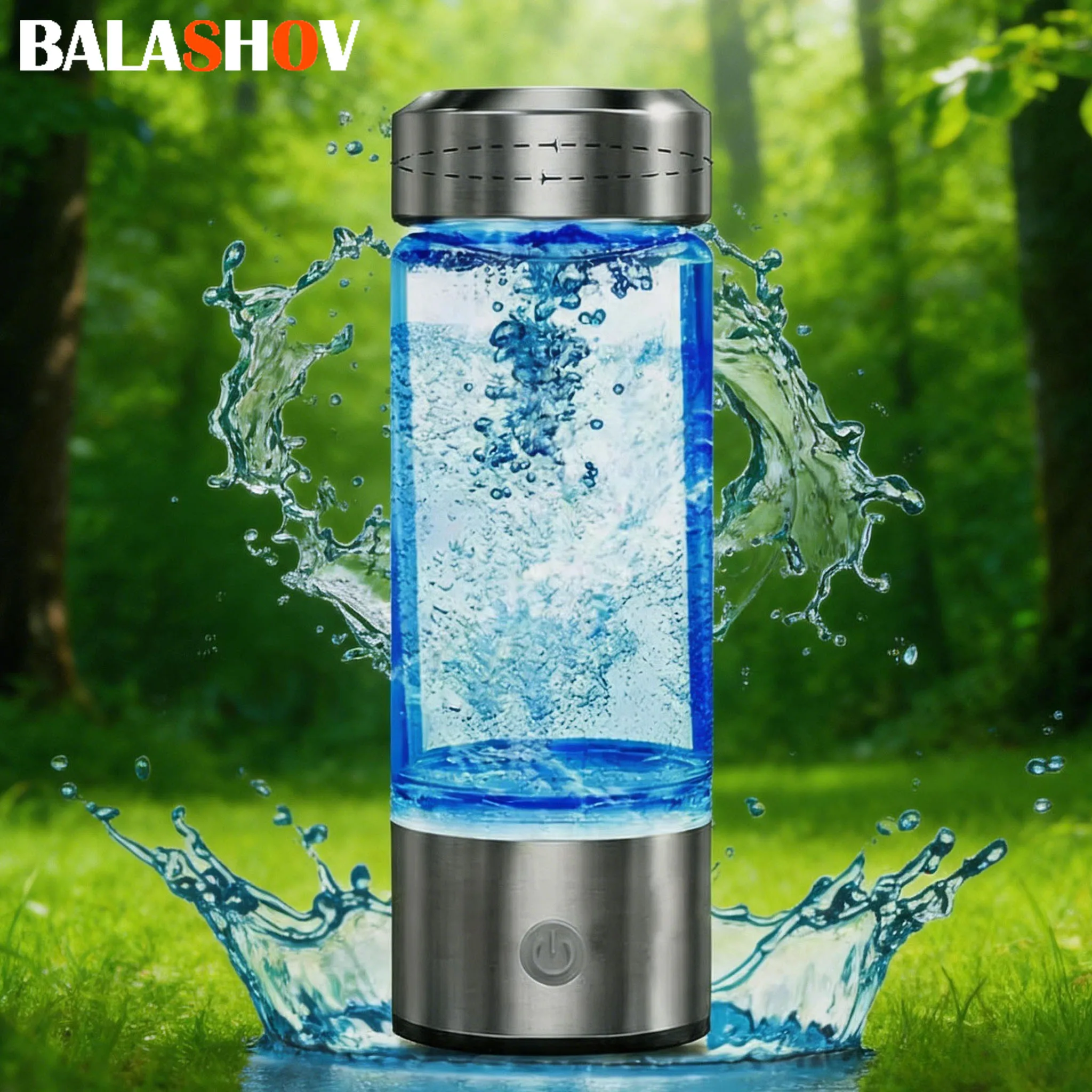 Portable Performance Hydrogen Water Generator Bottle 420ml Alkaline Maker Water Ionizer Bottle Super Antioxidan Hydrogen-Rich Healthcare Water Cup Hydrogen Bottle, Rechargeable Ionizer Machine Water Glass Titanium Quality Filter Healthcare Water Cup USB