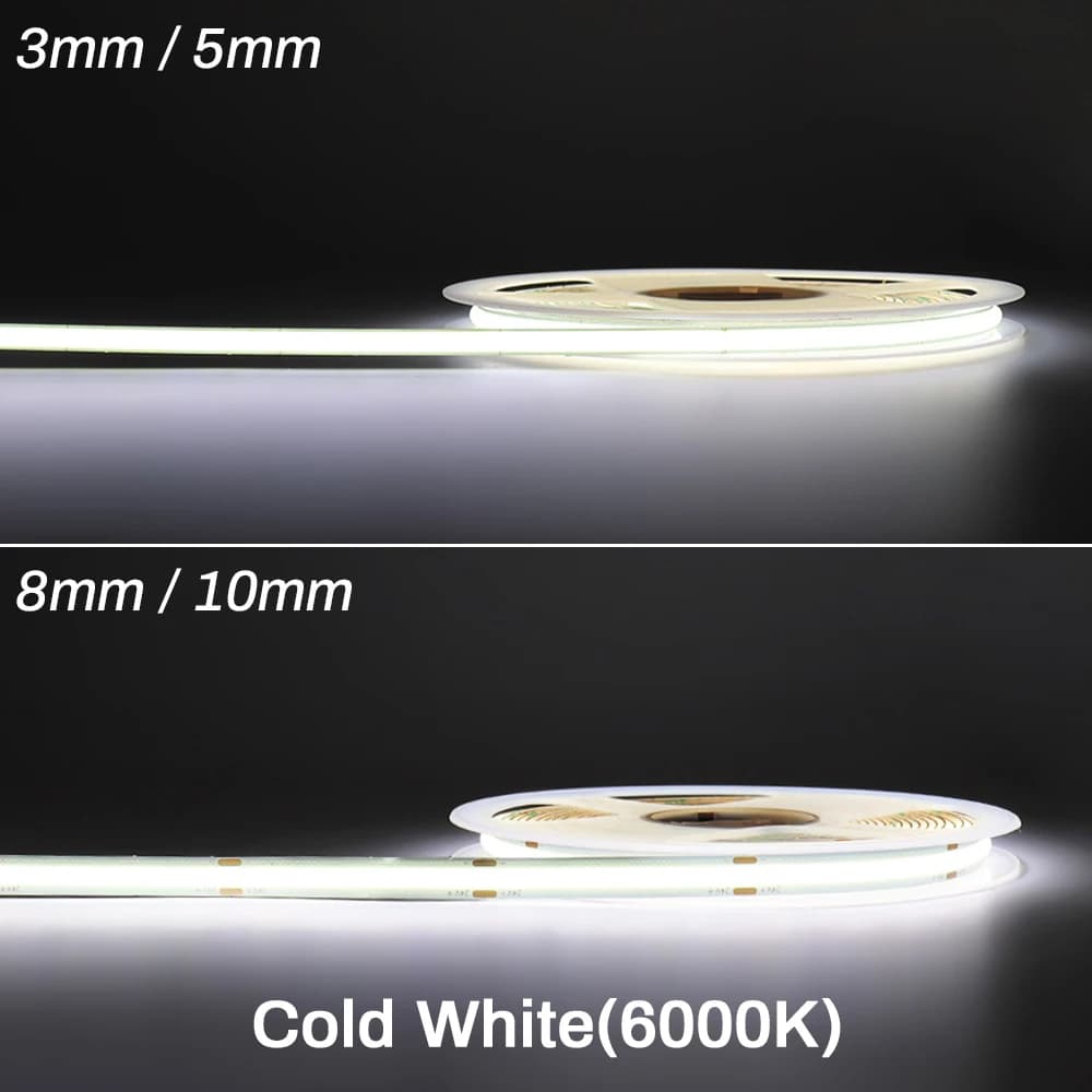 5M COB LED Strip Lights 12V 24V LED Ribbon Tape 3000K 4000K 6000K 16.4FT Lined Lighting Diode Tape for Room Decor