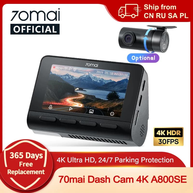 70mai 4K Dash Cam A800SE Upgraded Version of 70mai A800S Voice Control Supercapatior GPS ADAS Car DVR 70mai A800SE UHD Wifi 6
