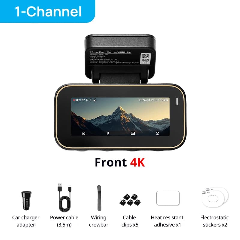 【Local Warehouse】70mai Dash Cam 4K A810 Lite HDR Supercapacitor 4G Compatible Voice Control Wi-Fi 6 GPS Car DVR 70mai A810 Lite