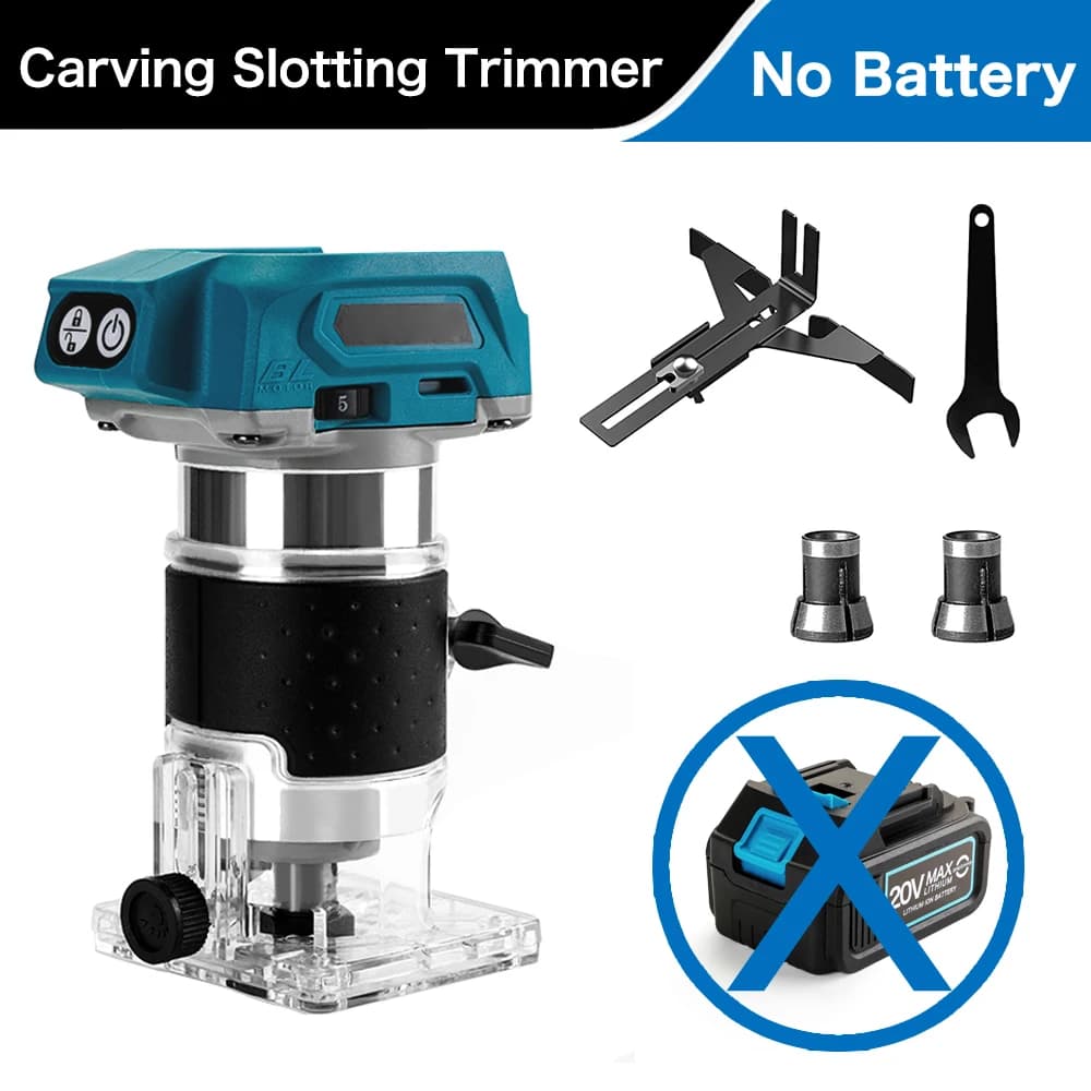Brushless Wood Router Wood Trimmer Machine Electric Hand Trimmer Carpentry Tool Woodworking Trimming for Makita 18V Battery