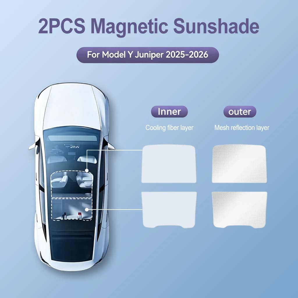 Sunshade for 2024-2026 Tesla Model 3 Highland / Model Y Juniper, UPF80+ UV Protection Heat Insulation Sun Shade Curtain, Foldable No Drill Privacy Window Sun Visor Accessories