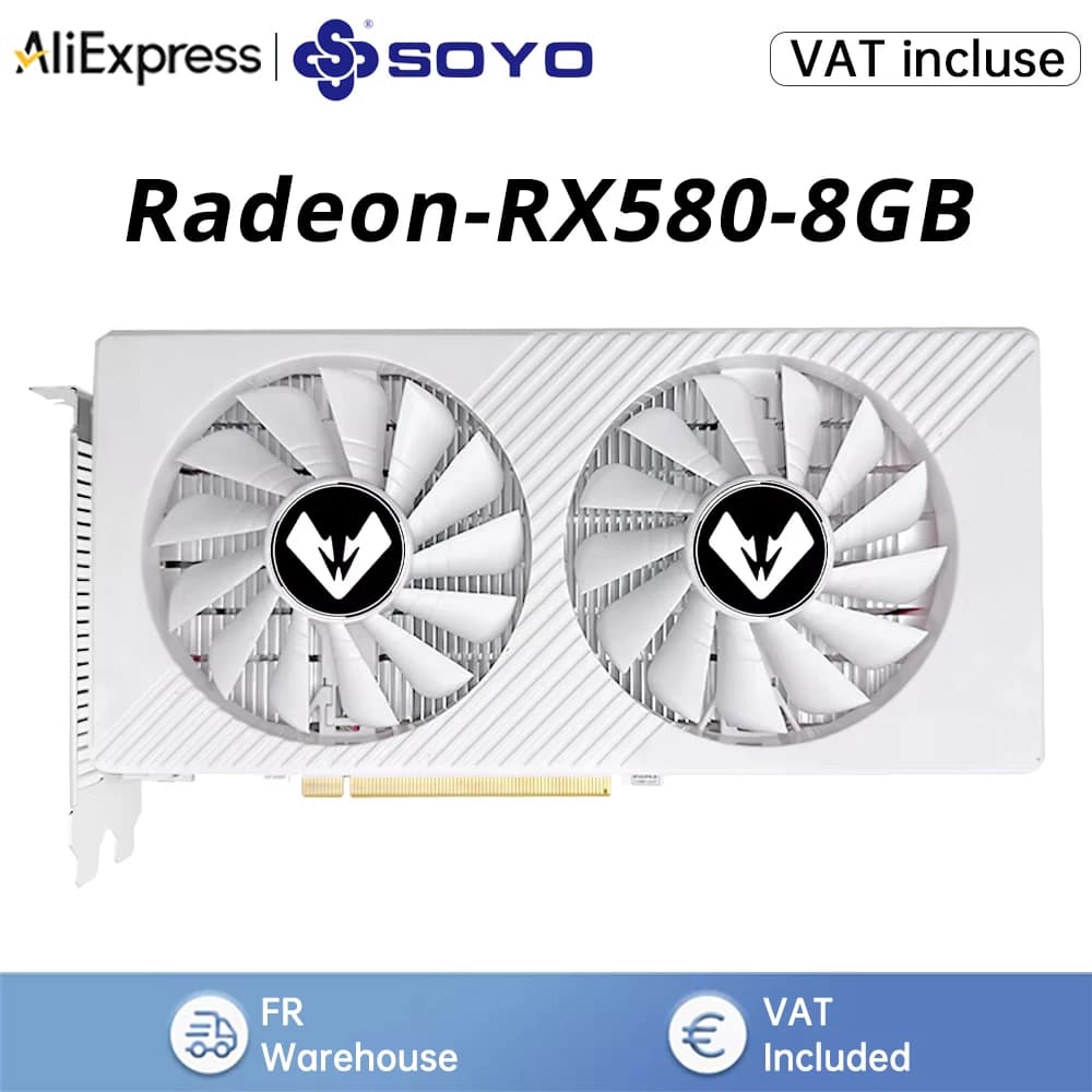SOYO AMD RX580 8GB Graphics Card GDDR5 256Bit 2048SP PCIExpress 3.0×16 Gaming Video Cards Desktop Computer Components Full New