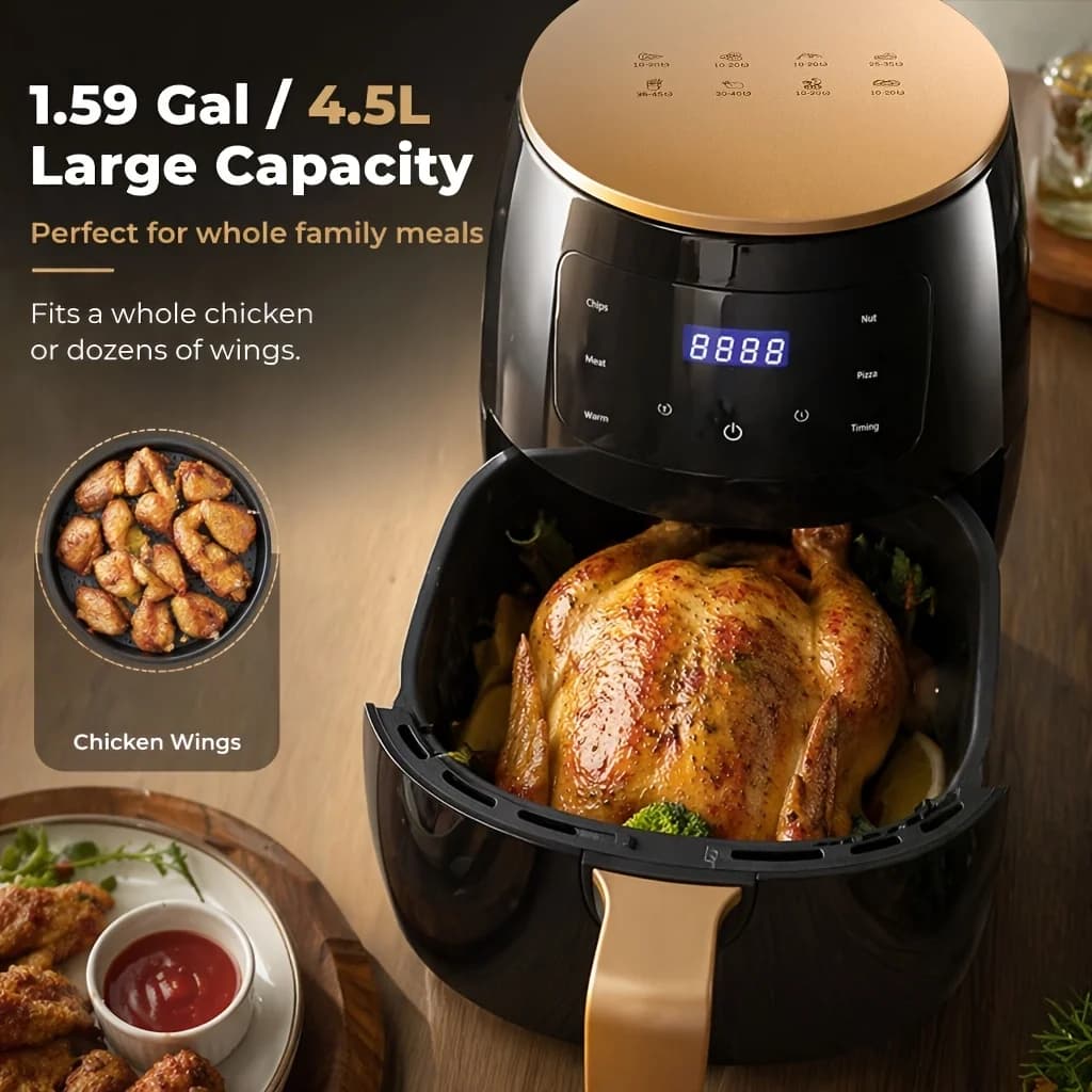 Home Air Fryer, Large Capacity Multi-Function Automatic Electric Fryer, French Fry Maker, Touch-Control Stainless Steel Visible Air Fryer. Large Capacity Baking Oven, Electric Fryer, Kitchen Gadget, French Fry Maker, Low-Fat Cooking, Oil-Free Frying