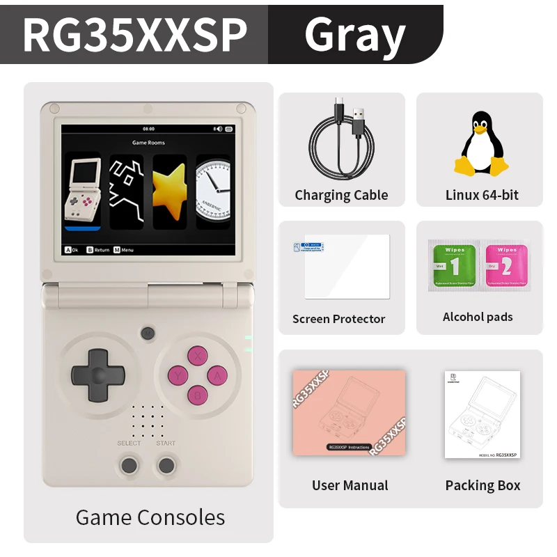 Anbernic RG35XXSP Flip Handheld Game Console 3.5'' IPS Screen Linux 64-bit 3300mAH E-book Support WiFi Streaming HD TV Out Gifts