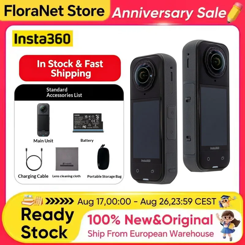 Insta360 X5 360 Action Camera 2025 New 8K 30Fps Replaceable Lenses Triple Ai Chip Superior Low Light 185 Mins Run Life Insta 360