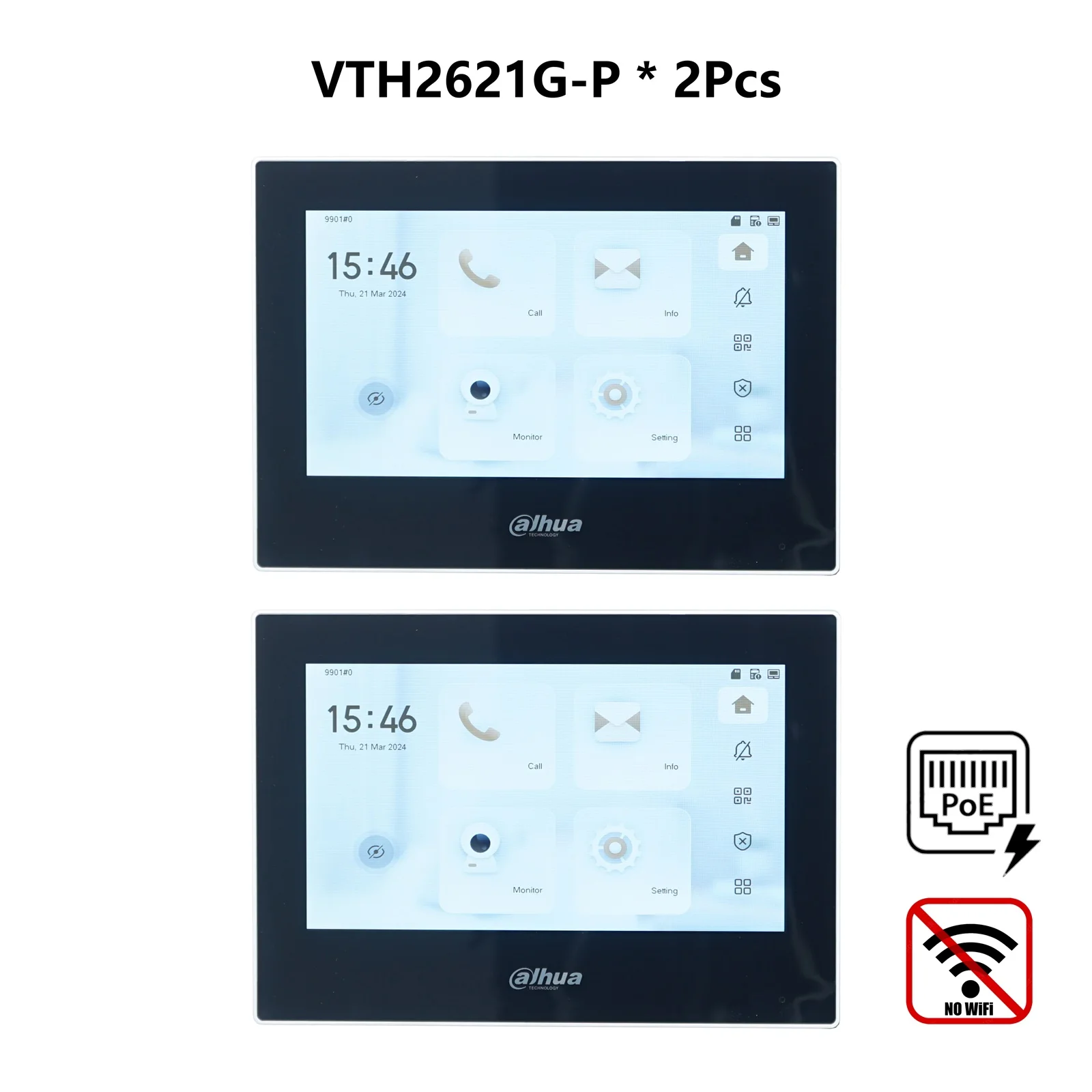 Dahua VTH2621GW-P / VTH2621G-P 802.3af PoE 7inch Touch Indoor Monitor,doorbell Monitor,Video Intercom, Built-in SD card