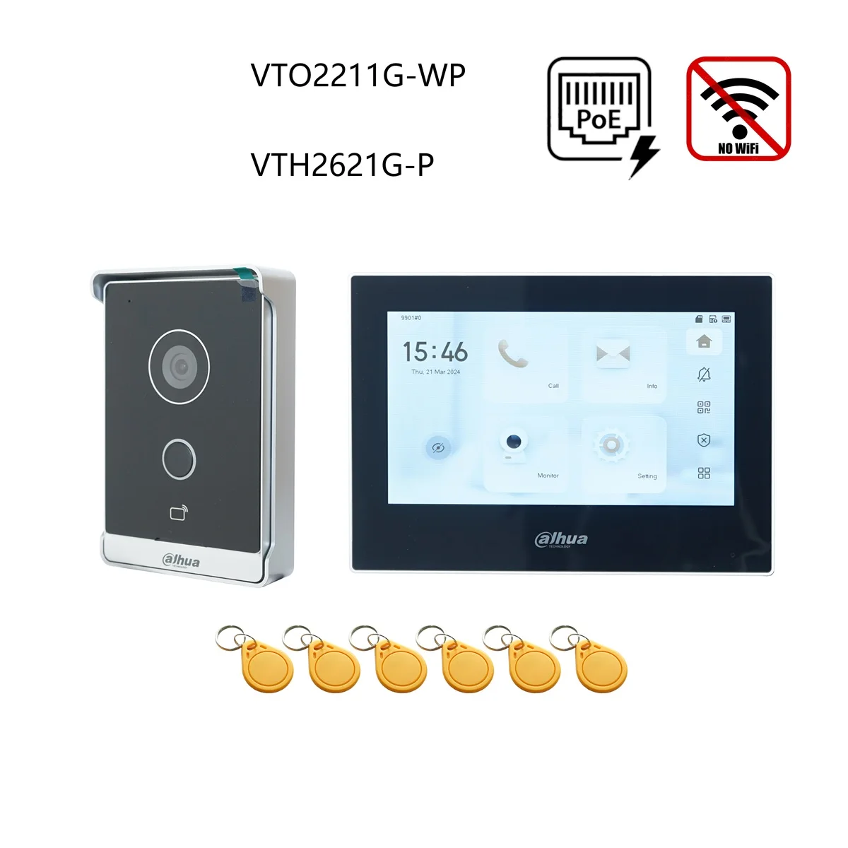 Dahua original IP Video Intercom KIT,VTO2211G-WP & VTH2621GW-P / VTH2621G-P, support phone app ,RFID Card Unlock