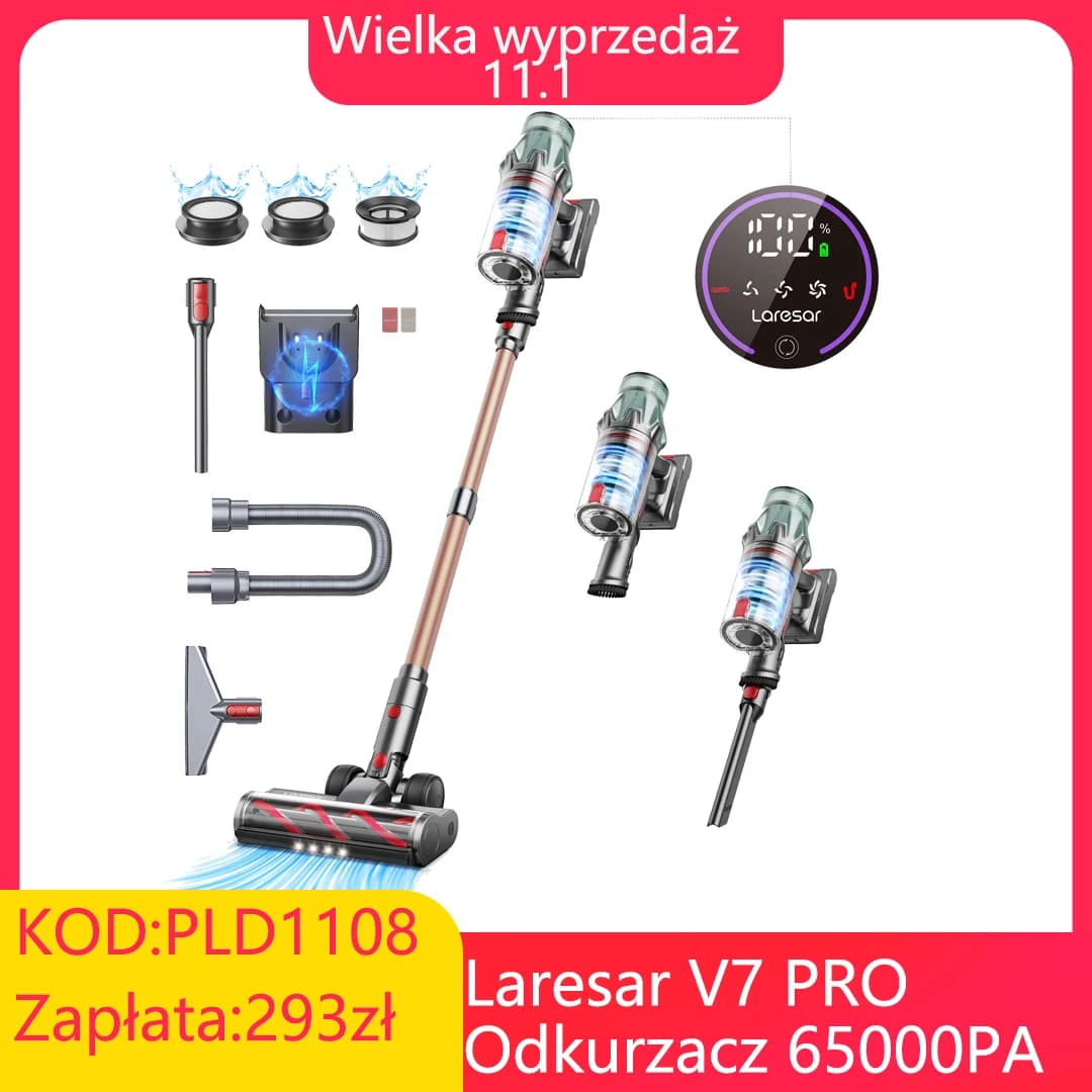 Laresar V7 PRO 600W 65000PA Cordless Vacuum Cleaner Handheld Home Appliance Aromatherapy Function Long Hose Sofa Suction 2026 NEW