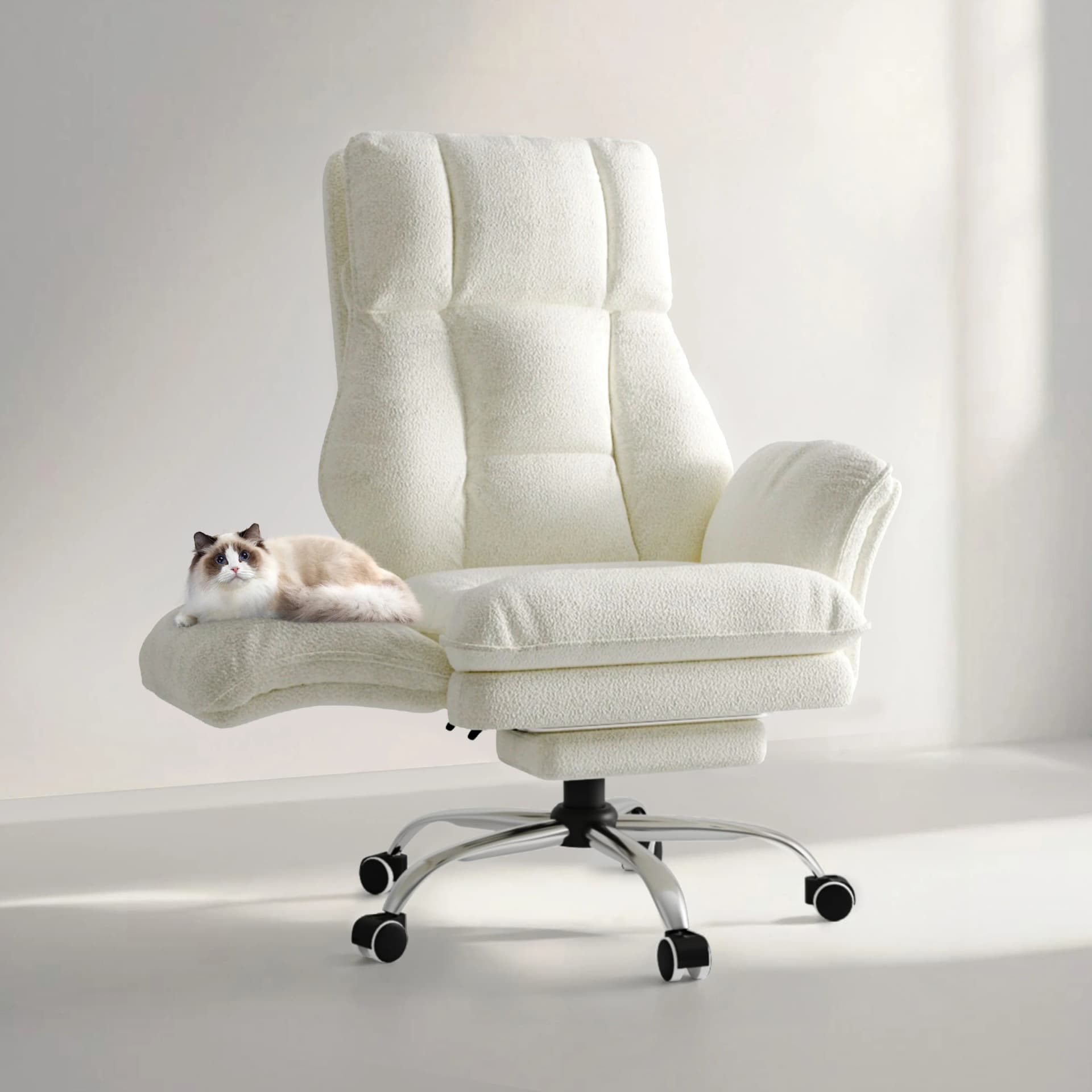 Patbrela Big and Tall Cloud Office Chair,Flip Armrests for Pets & Cross Legged Sitting,Executive Ergonomic Computer Gaming Chair with Foot Rest