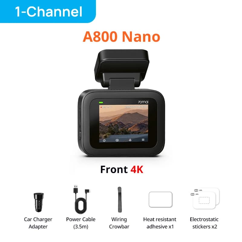Global Version 70mai Dash Cam A800Nano 4K Image Front Cam HDR Wi-Fi GPS ADAS 24H Parking 70mai A800 Nano True 4K Car DVR