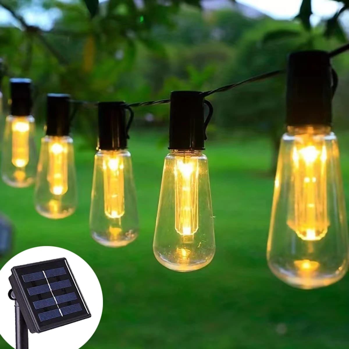 Solar String Lights Outdoor Garland Christmas LED Globe Bulbs Solar Fairy Lamps For Camping Garden Party Terrace Decoration