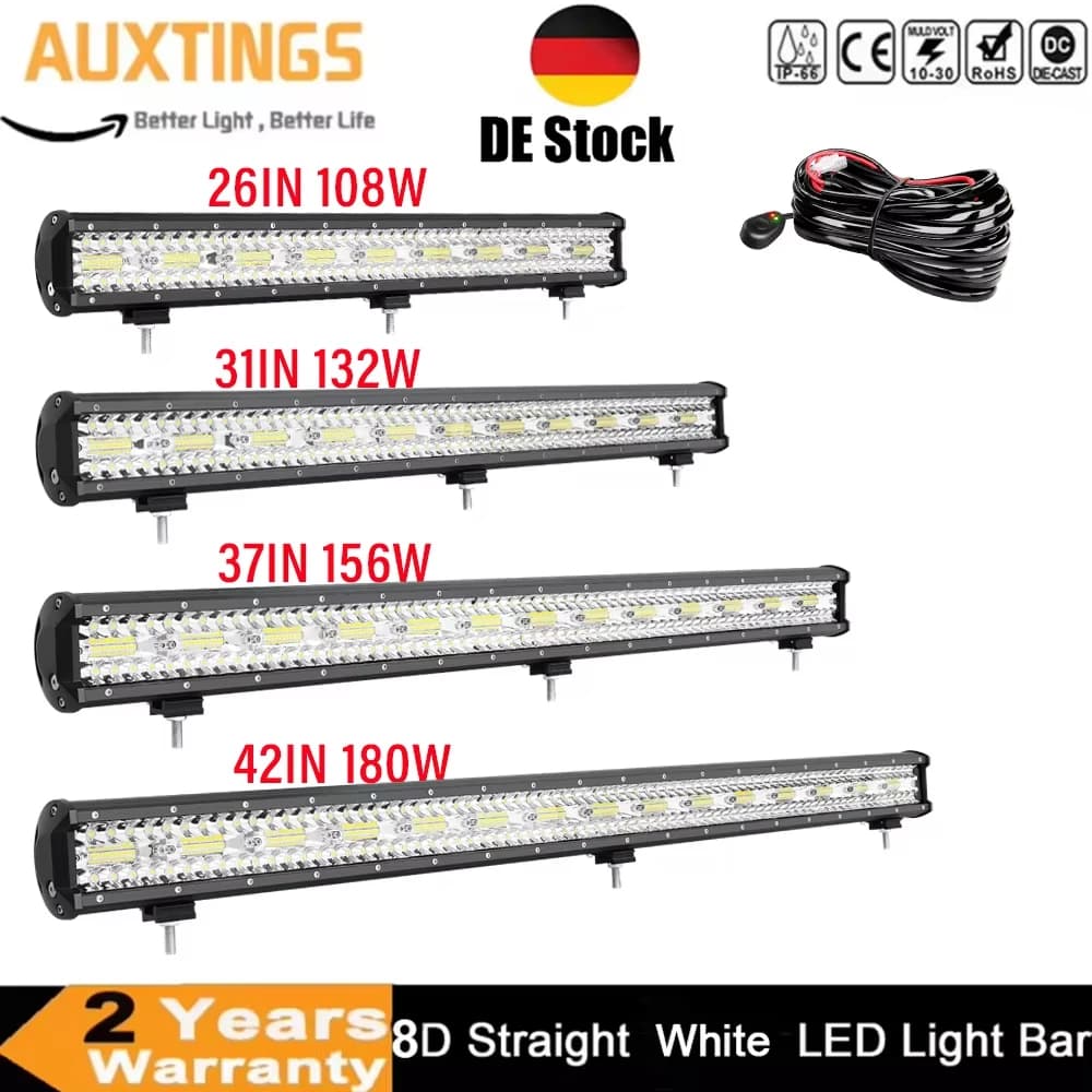 26''-42'' 108W-180W LED Light Bar Combo Beam Offroad Driving Light 12V 24V IP67 Waterproof Work Lamp for Truck SUV ATV UTV 4WD 4
