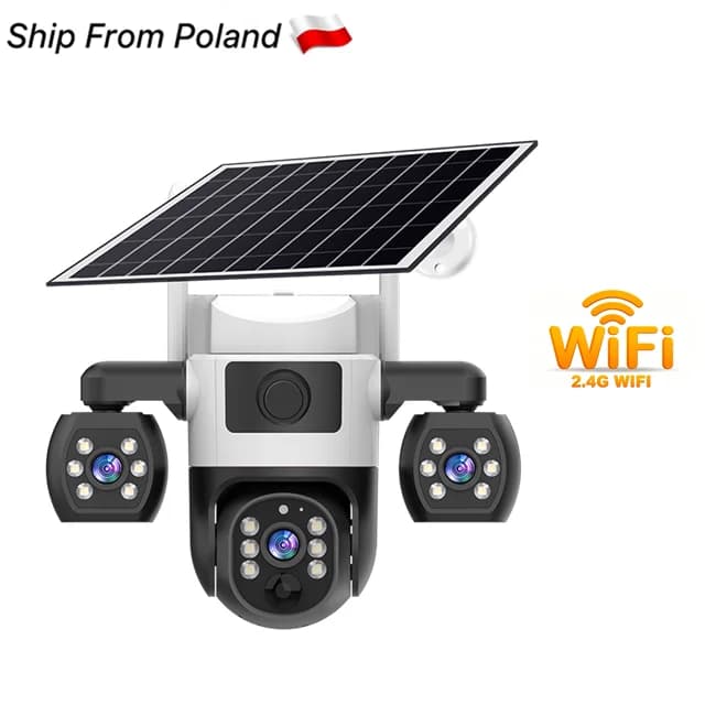 Wifi Solar Camera Outdoor Surveillance 3 Lens 3 Screen PIR Human Detect 12MP Cameras Waterproof Night Vision CCTV Security Cam
