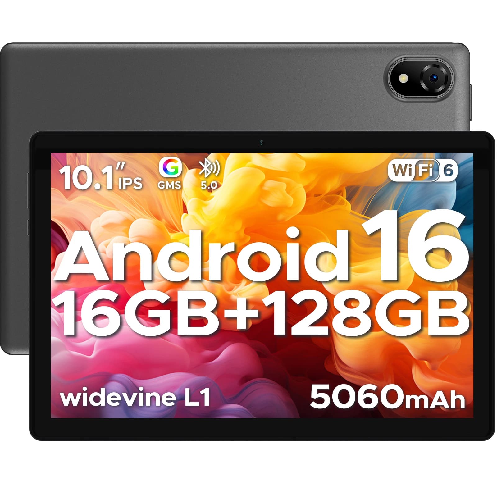 DOOGEE U10 Tablet 10.1" HD Display Android 16 16GB RAM 128GB ROM 5060mAh Large Battery Widevine L1 WiFi6 8MP+5MP Pad PC