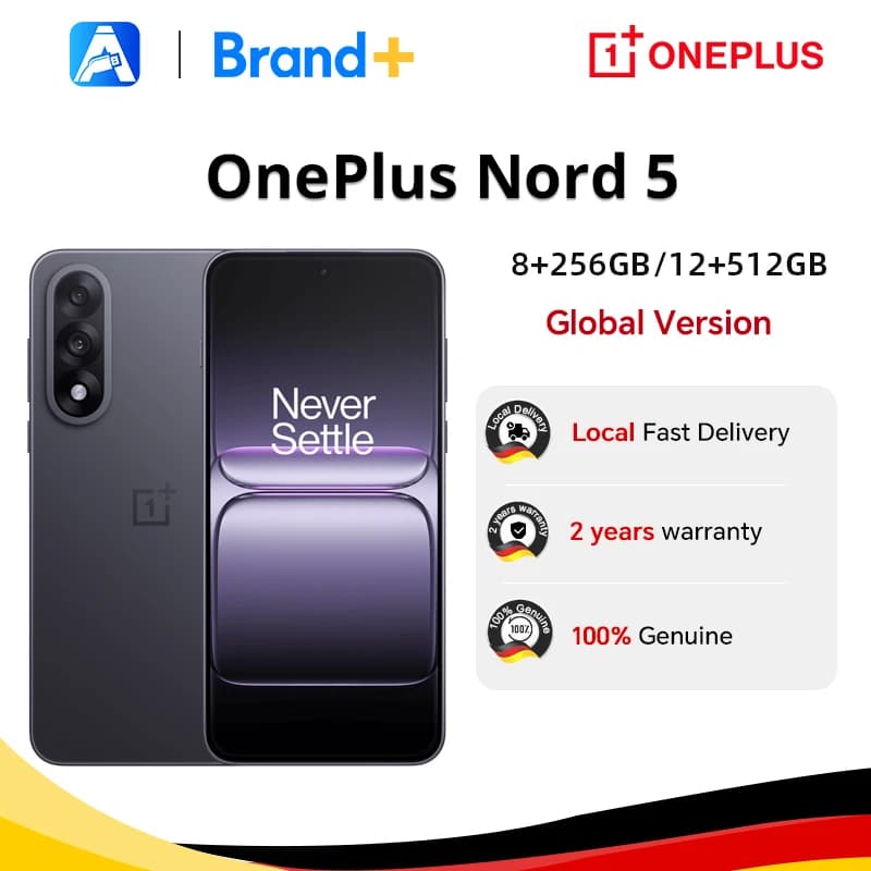 Global version samrtphone OnePlus Nord 5 5G 8GB+256GB 12GB+512GB Snapdragon 8s Gen 3 Android 15 6800 mAh 80W Wi-Fi 6  NFC
