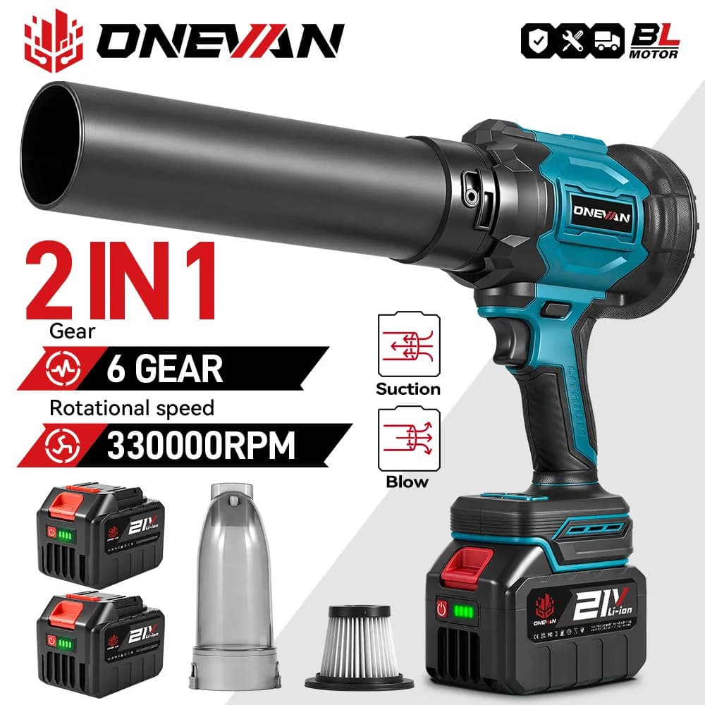 ONEVAN 3500W Brushless Electric Turbo Blower Jet Fan 2in1 Vacuuming 350M/S Leaf Dust Blowing Tool For Makita 18V Battery Pin