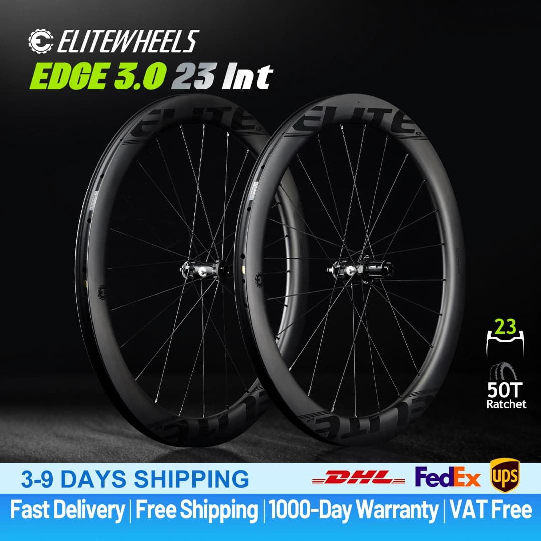 ELITEWHEELS EDGE DISC 3.0 Carbon Wheelset 50T Ratchet System Center Lock Wing 20 Spoke UD Matte Raw