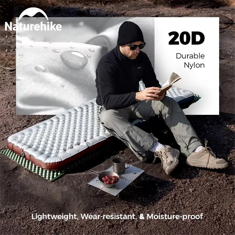 Naturehike Inflatable Mat 9 Centimeters High Ultralight Hiking Camping Sleeping Mat 20D Nylon TPU Warm Moisture-proof Pad