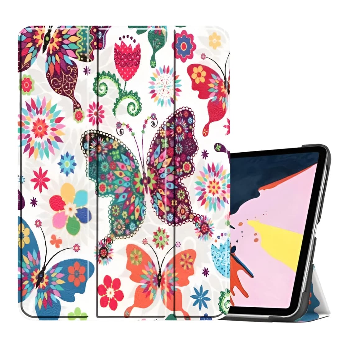 Case for iPad Air 4/5 10.9 Flap Disbursting function Butterflies cover tablet Apple, smart cover iPad stand, cover iPad Air accessories, butterfly flowers cover, leather tablet case, iPad screen protection