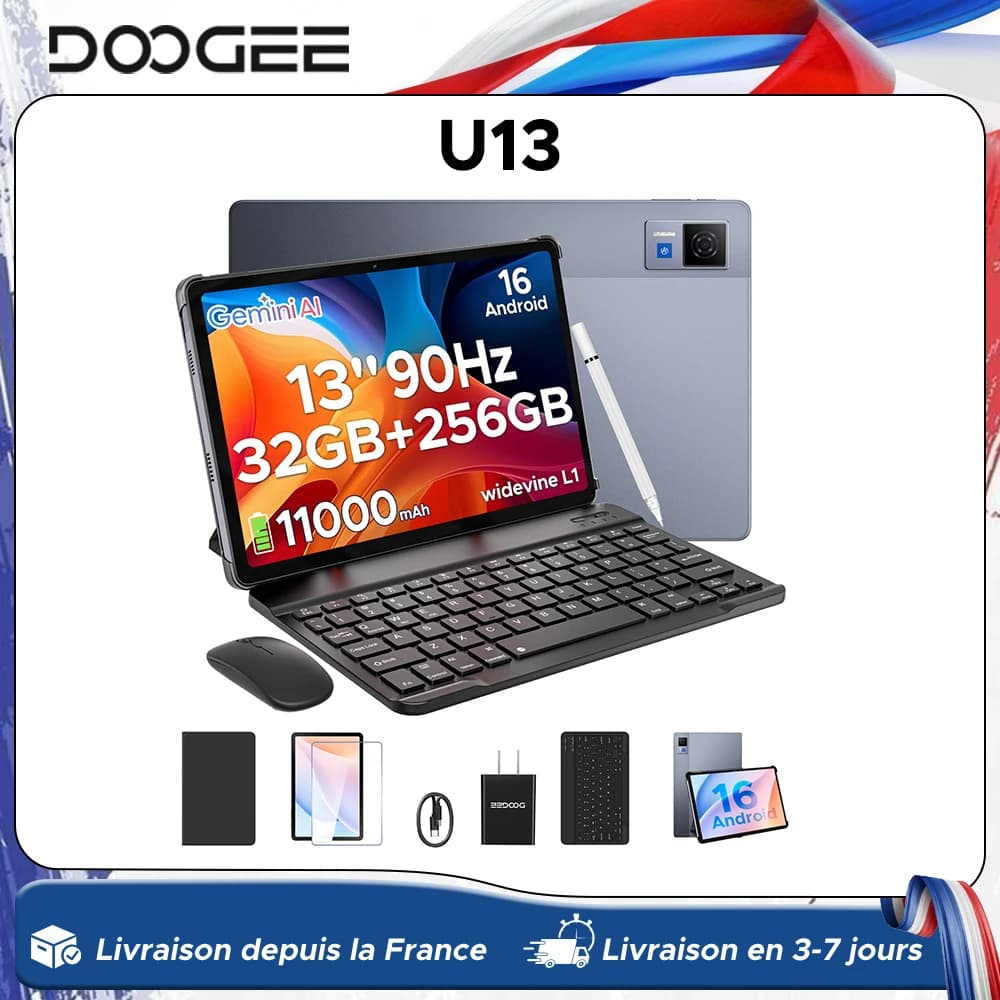DOOGEE Android 16 U13 2 in 1 Tablet PC 13 inch 32GB(6 + 26) 256GB Gemini AI mAh Battery Widevine L1 stand Tablet PC New