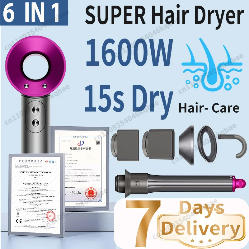 SenCiciMen Professional Hair Dryer Set Hair-care Negative Ion Leafless Hairdryer High Speed Blow Dryer Salon Styling Tool 1600W
