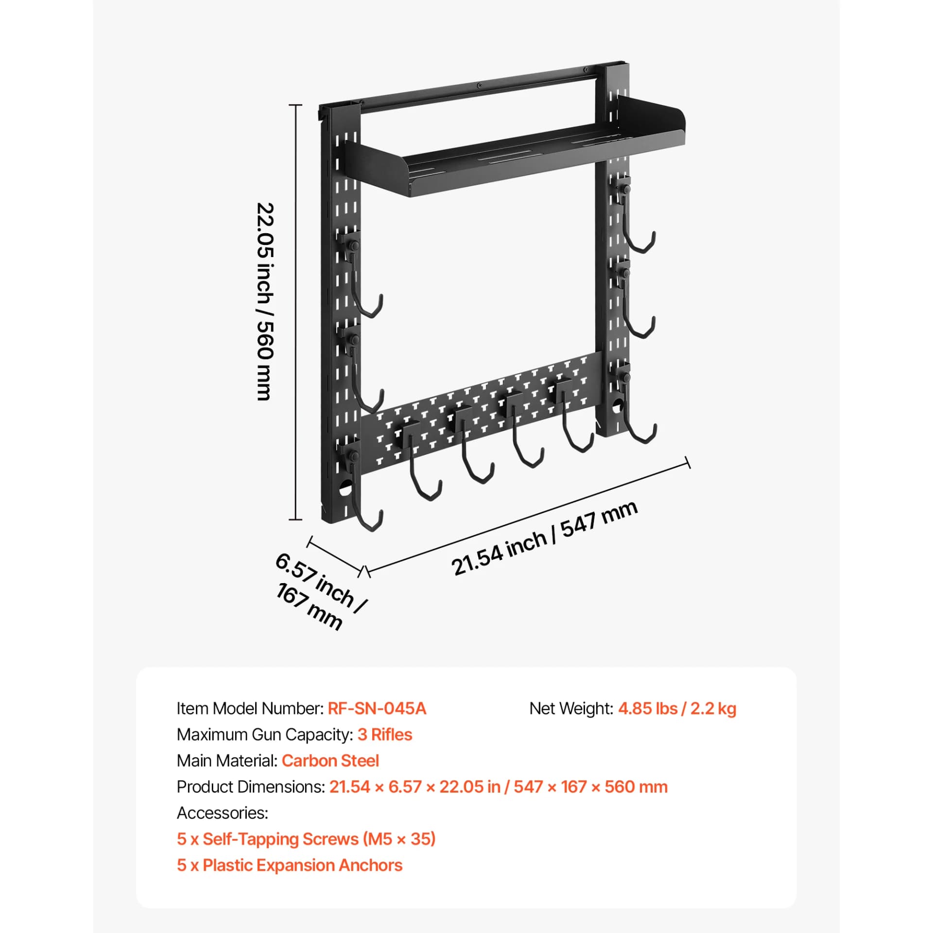 SucceBuy Gun Rack Wall Mount Steel Indoor Rifle Rack with Magazine Holder MOLLE Panel Gun Accessories Display Storage Holder