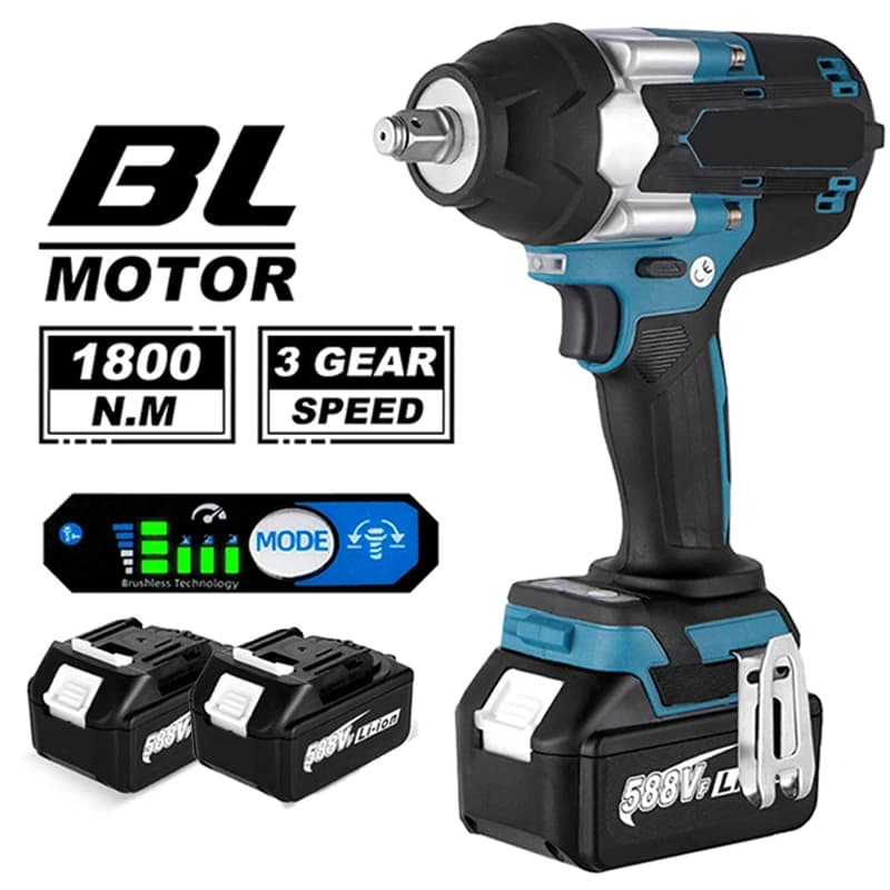 1800N.M Torque Brushless Electric Impact Wrench 1/2 inch Lithium-Ion Battery Cordless Wrench Tools For Makita 18V Battery Pins