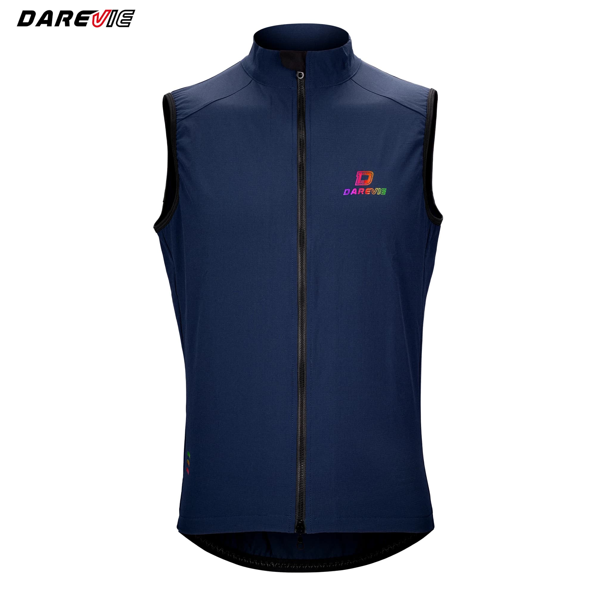 DAREVIE Cycling Vest Thermal Winter Windproof 2 Way Zippers Waterproof Cycling Windbreaker Back Zipper Pockets Men Women Rainbow
